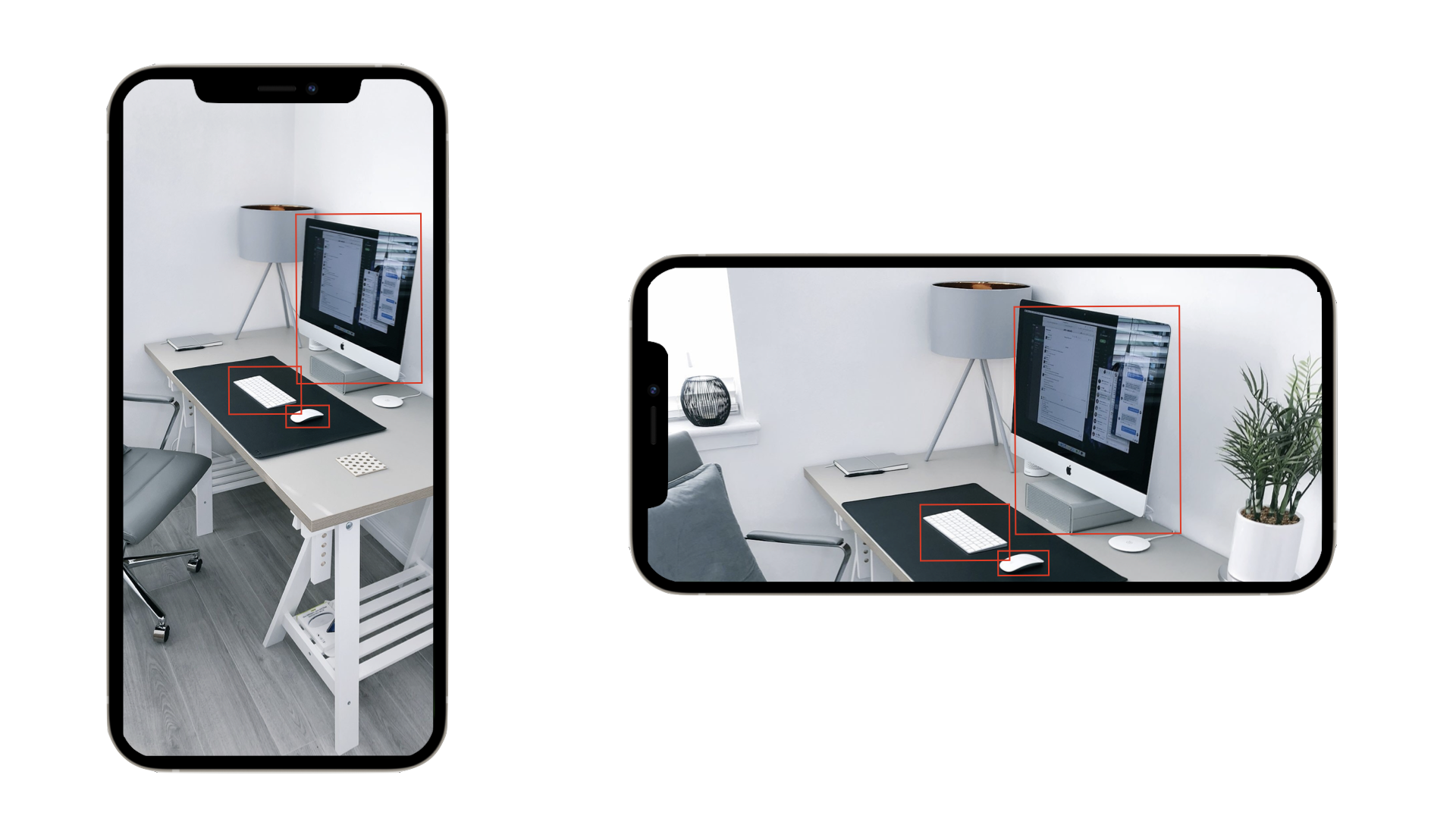 Object detection with app in all orientations.